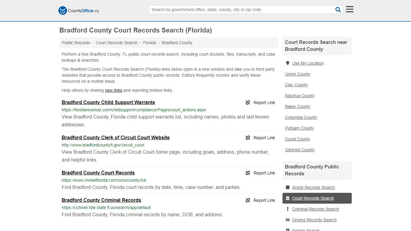 Bradford County Court Records Search (Florida) - County Office
