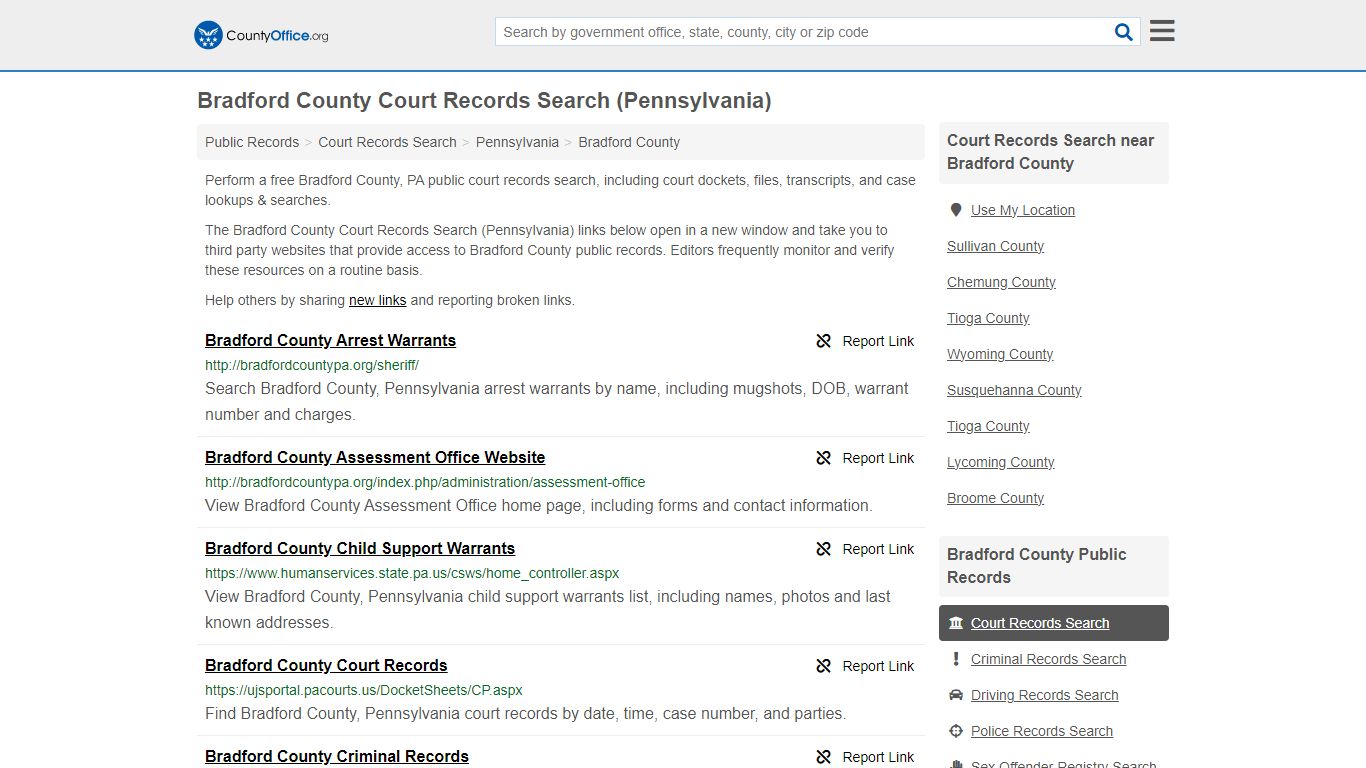 Bradford County Court Records Search (Pennsylvania) - County Office