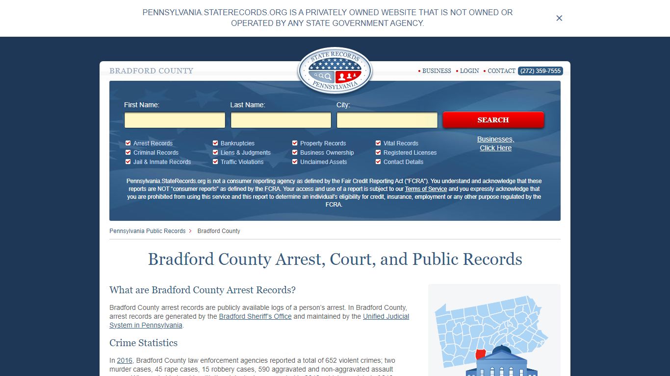 Bradford County Arrest, Court, and Public Records
