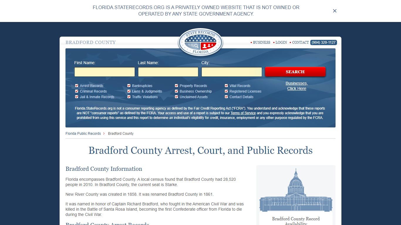 Bradford County Arrest, Court, and Public Records