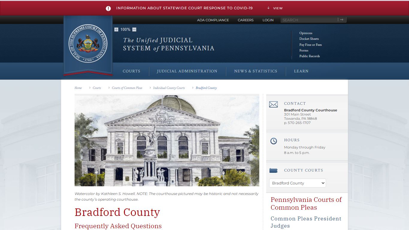 Bradford County | Individual County Courts | Courts of Common Pleas ...